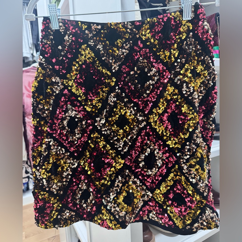 THML Sequin Patterned Skirt - Black, Pink, Gold